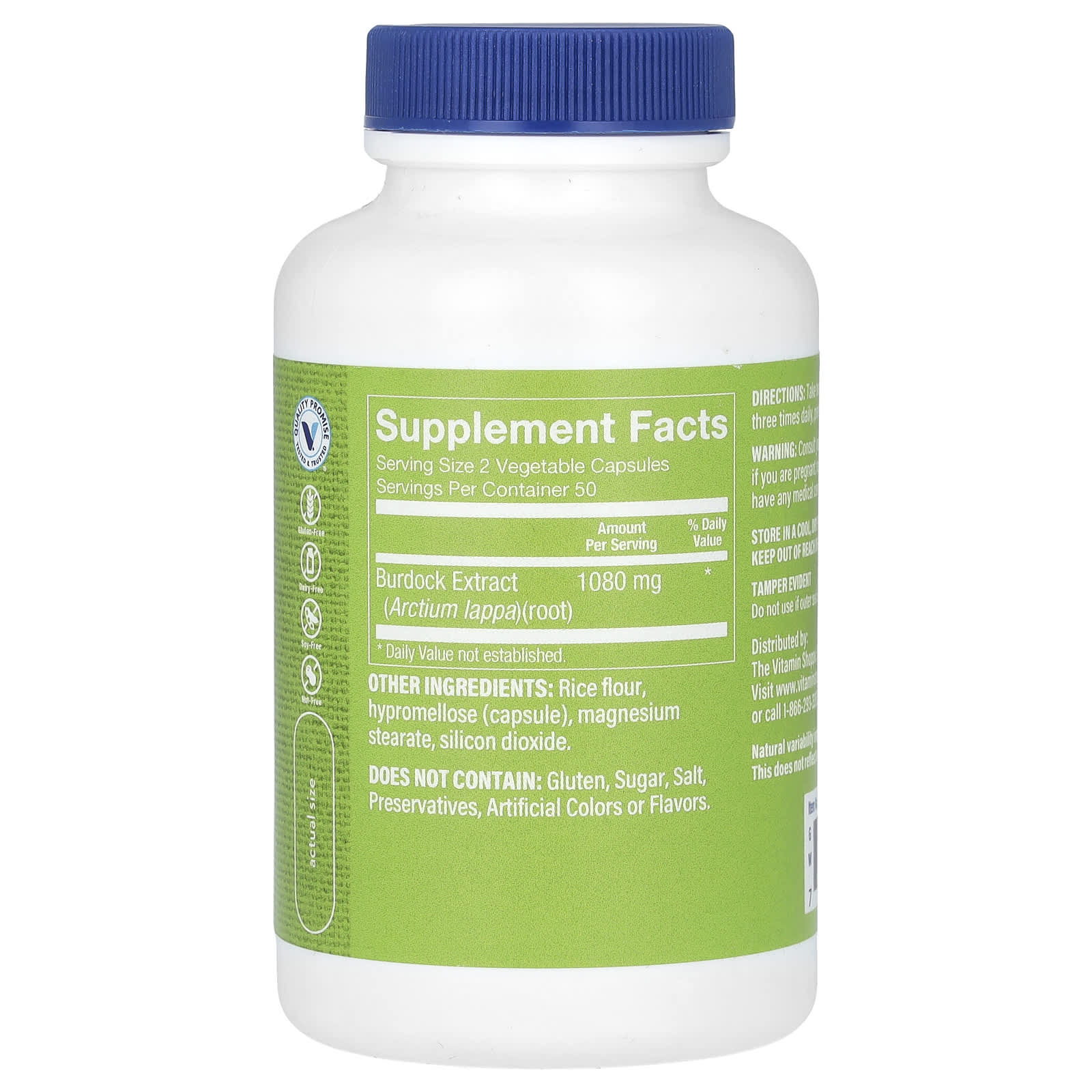 The Vitamin Shoppe, Burdock Root, 100 Vegetable Capsules (540 mg per Capsule) - Image 2