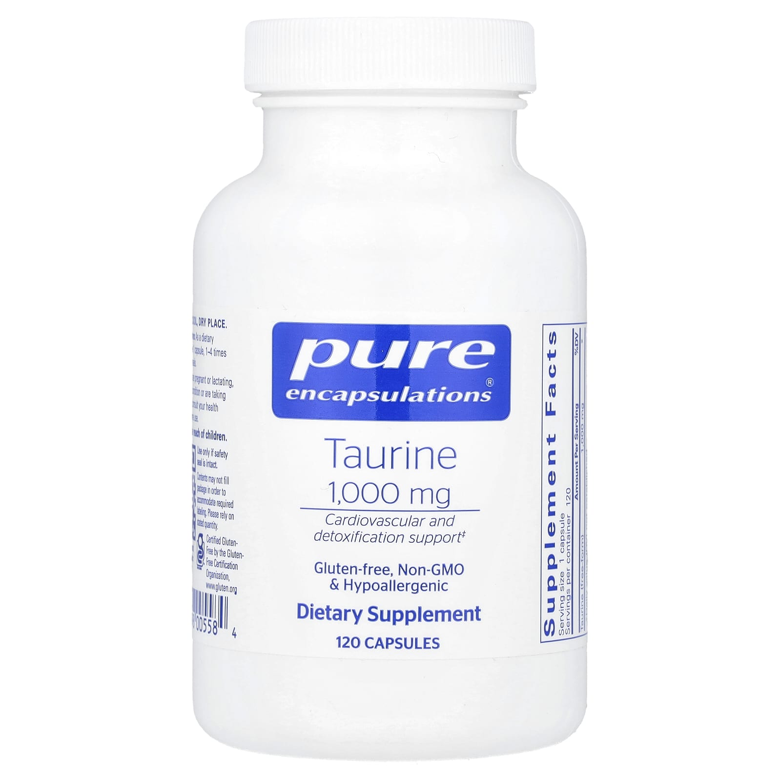 Pure Encapsulations, Taurine, 1,000 mg, 120 Capsules - Image 1