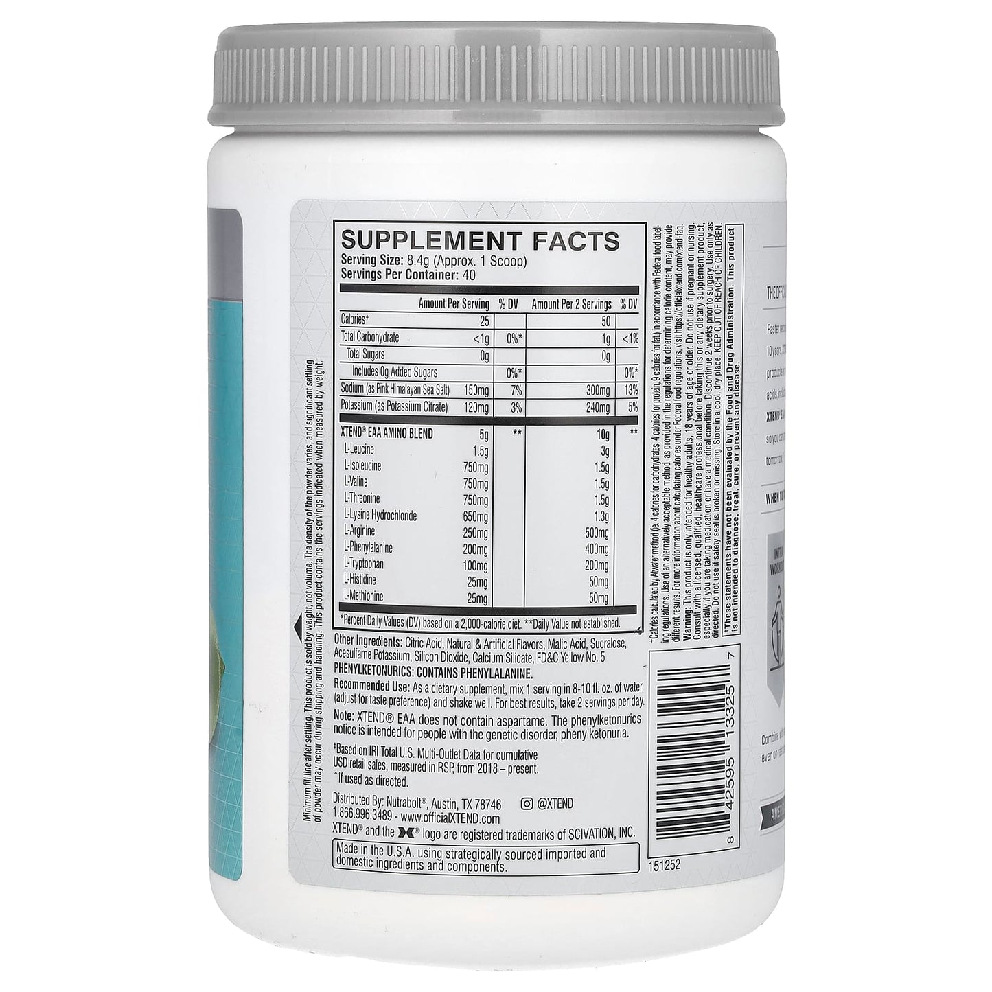 XTEND, EAA, Lemon Lime, 11.9 oz (336 g) - Image 2