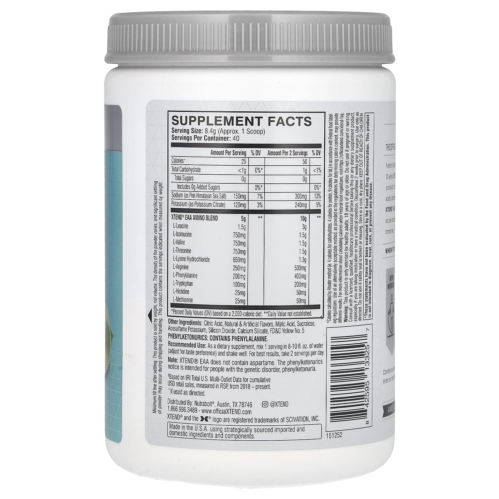 XTEND, EAA, Lemon Lime, 11.9 oz (336 g) - Image 2