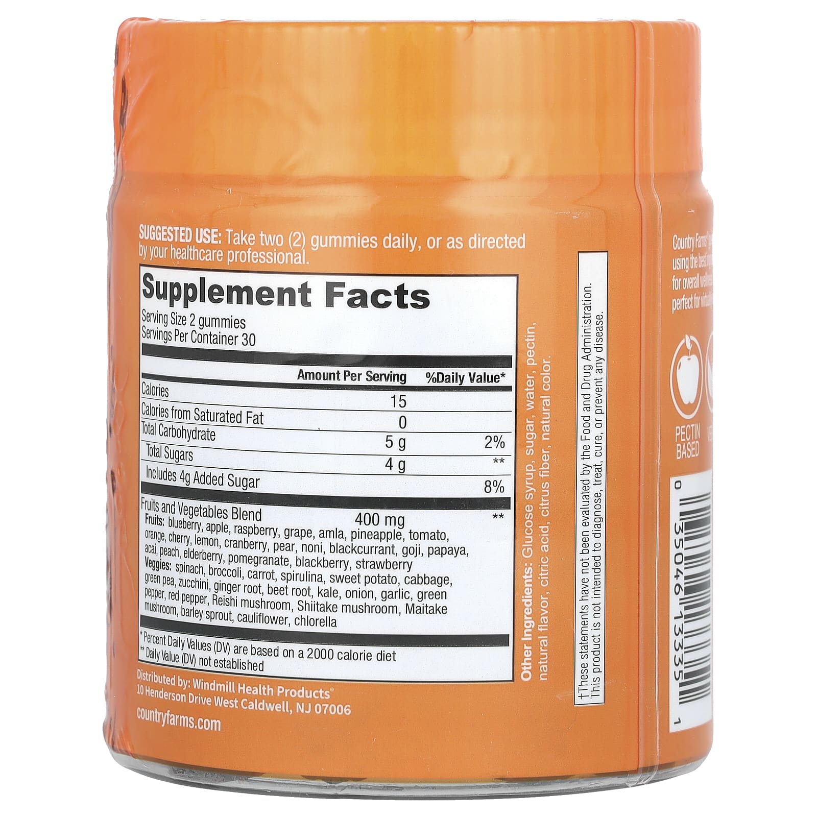 Country Farms, Fruits & Veggies, Daily Whole Food Supplement, Mixed Fruit, 60 Gummies