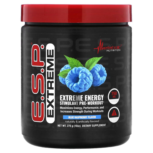 Metabolic Nutrition, E.S.P. Extreme Energy Stimulant Pre-Workout, Blue Raspberry, 10 oz (275 g) - Image 1