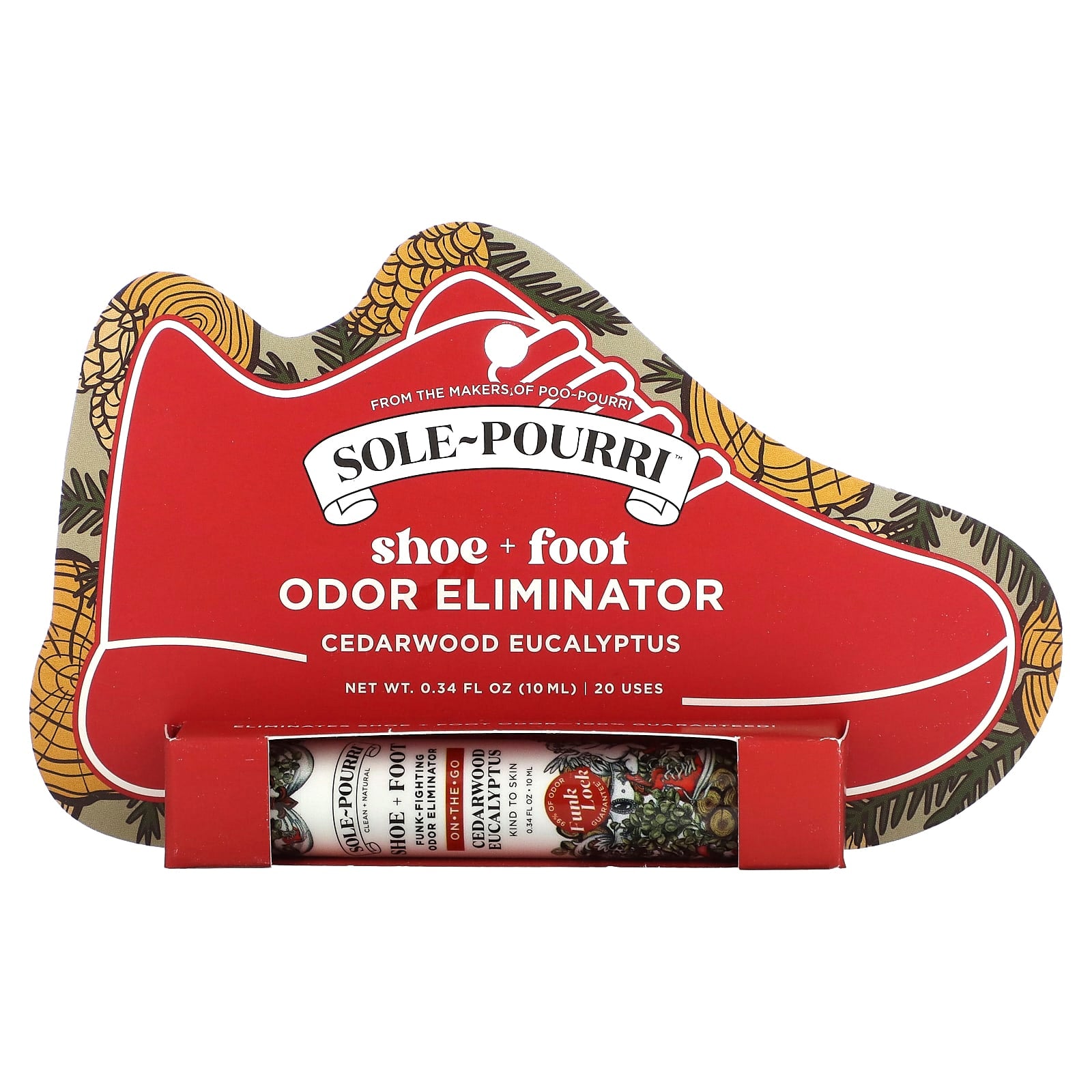 Poo-Pourri, Sole-Pourri™  Shoe+ Foot, Funk-Fighting Odor Eliminator, Cedarwood Eucalyptus, 0.34 fl (10 ml) - Image 2