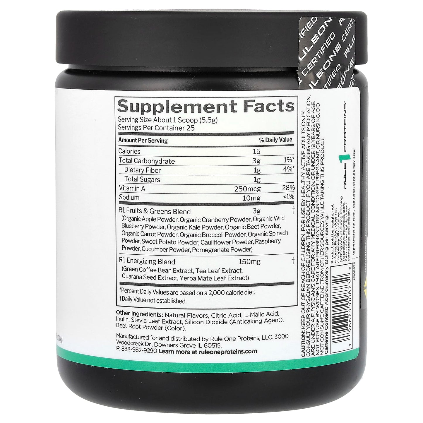 Rule One Proteins, Energized Fruits & Greens, Mixed Berry, 4.87 oz (138 g) - Image 2