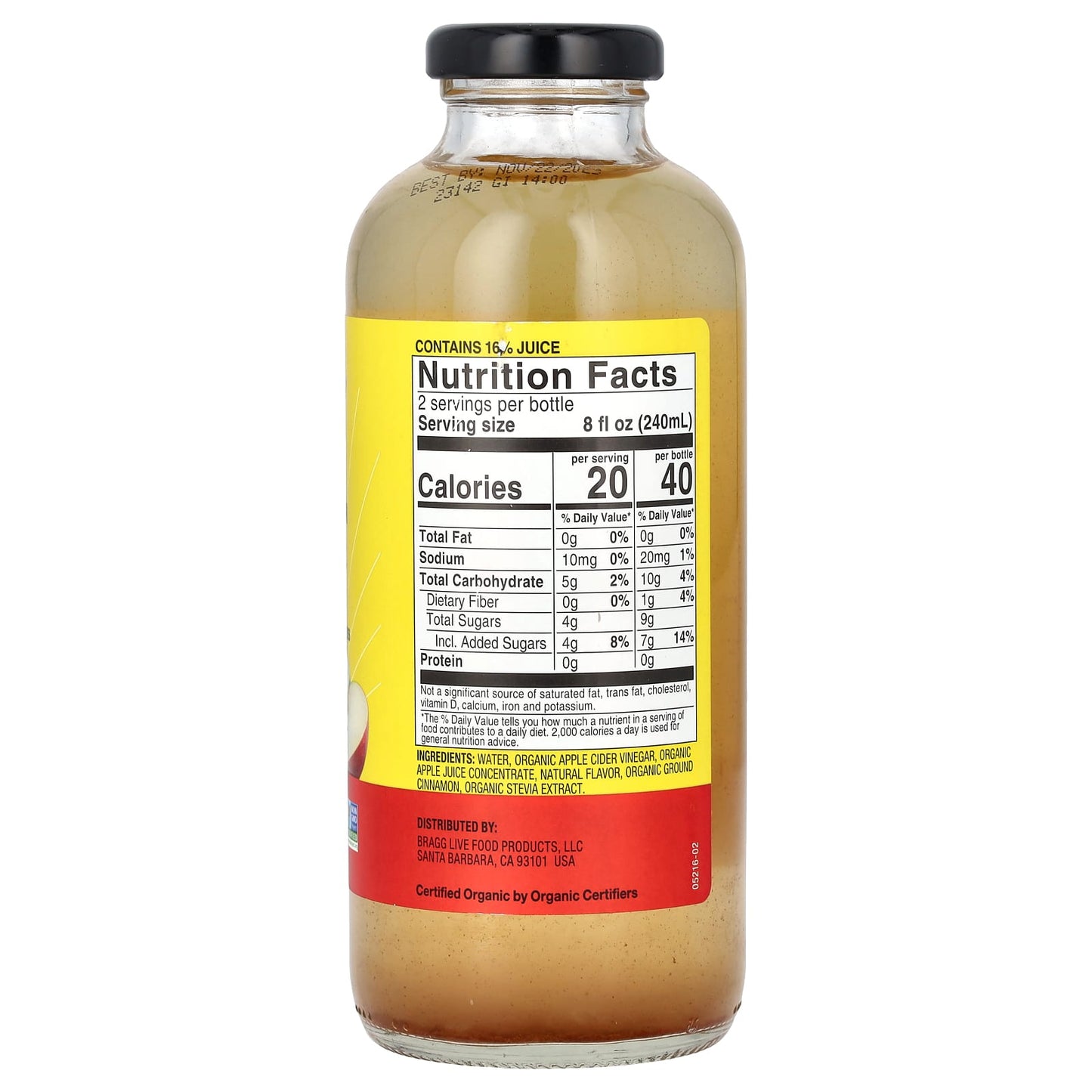 Organic Apple Cider Vinegar Refreshers by Bragg - Apple Cinnamon 16oz - Image 2