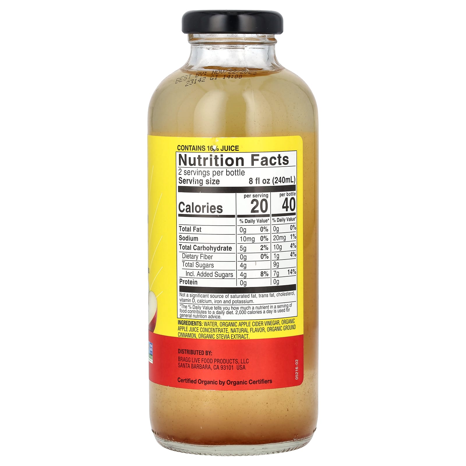 Organic Apple Cider Vinegar Refreshers by Bragg - Apple Cinnamon 16oz - Image 2