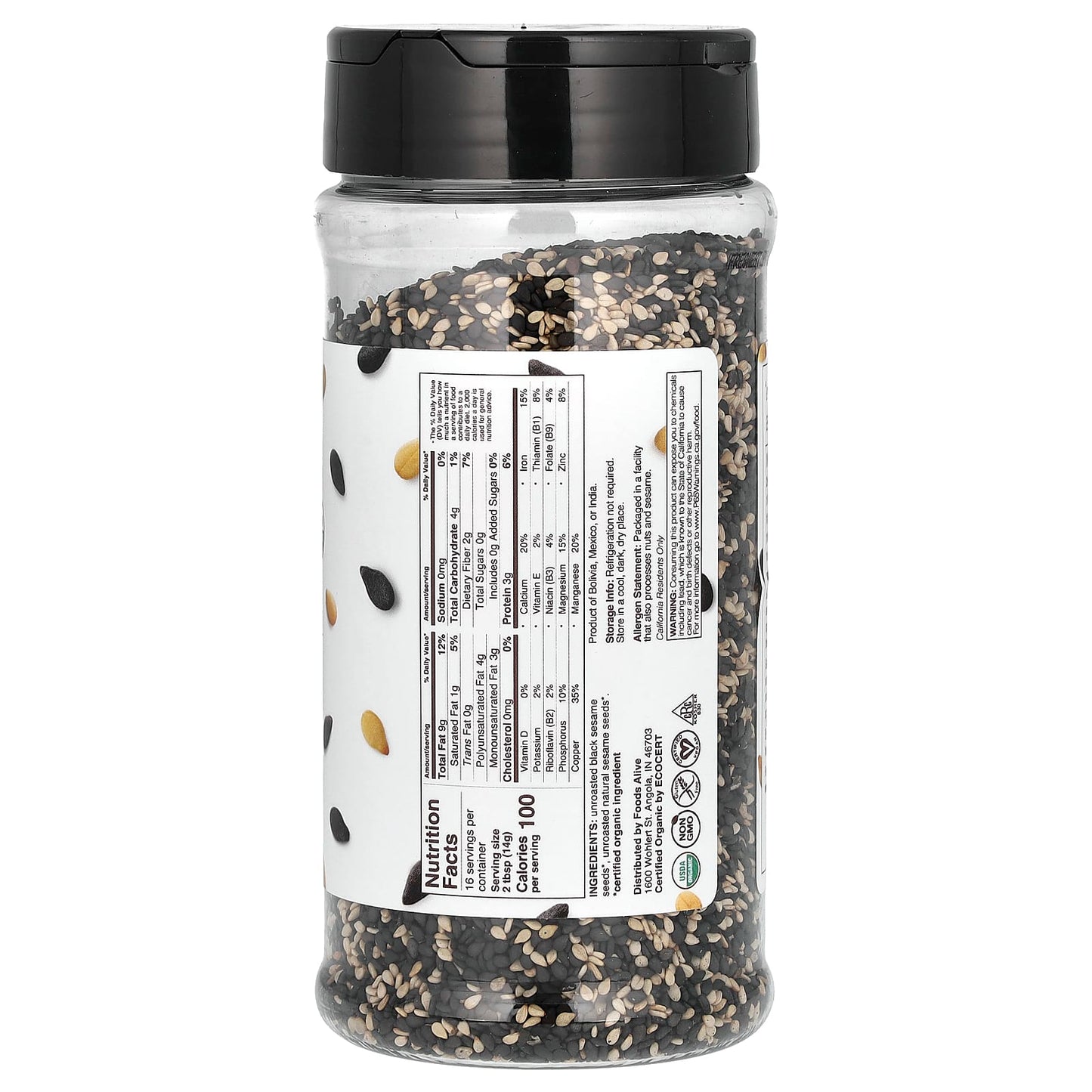 Organic Sesame Seed Blend by Foods Alive, USDA Certified, 8 oz - Image 2