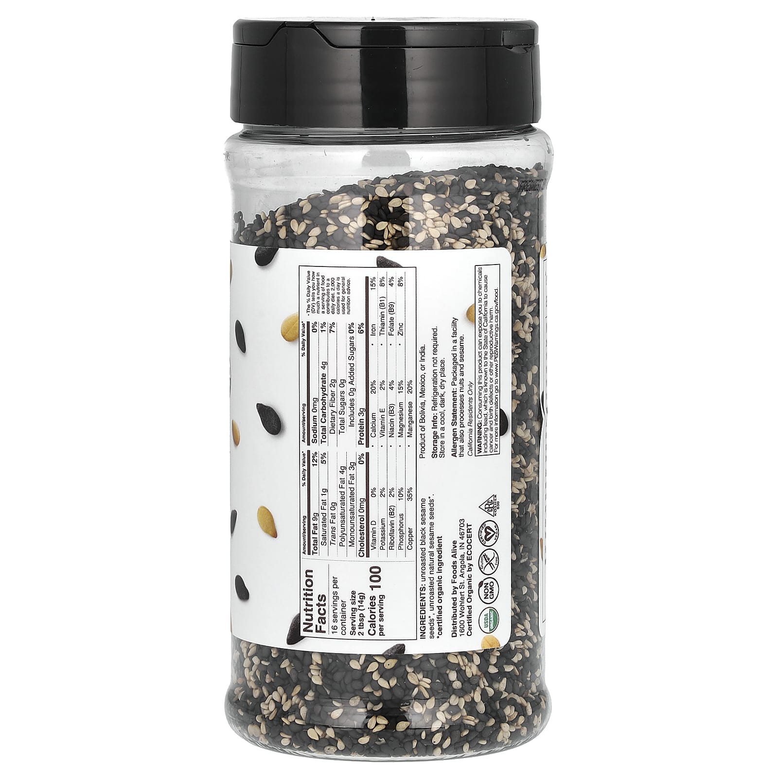 Organic Sesame Seed Blend by Foods Alive, USDA Certified, 8 oz - Image 2