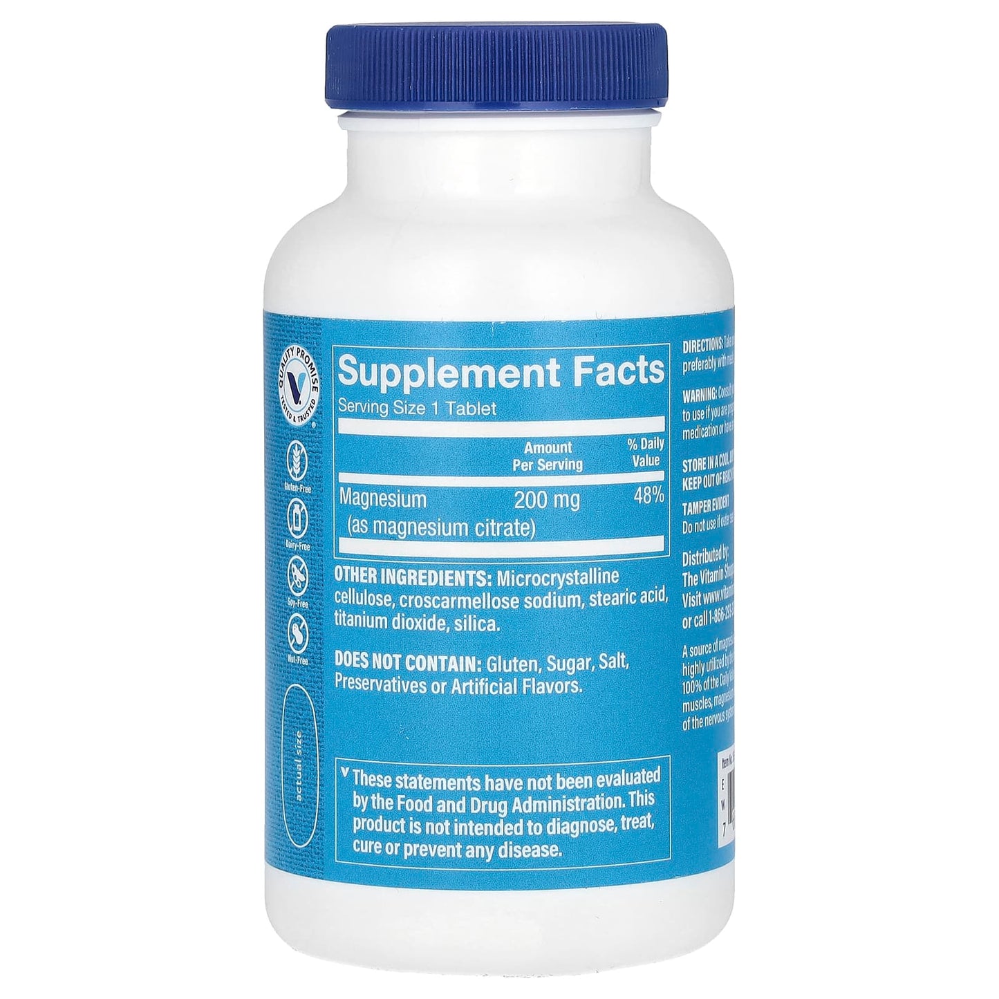 The Vitamin Shoppe, Magnesium Citrate , 200 mg , 100 Tablets - Image 2