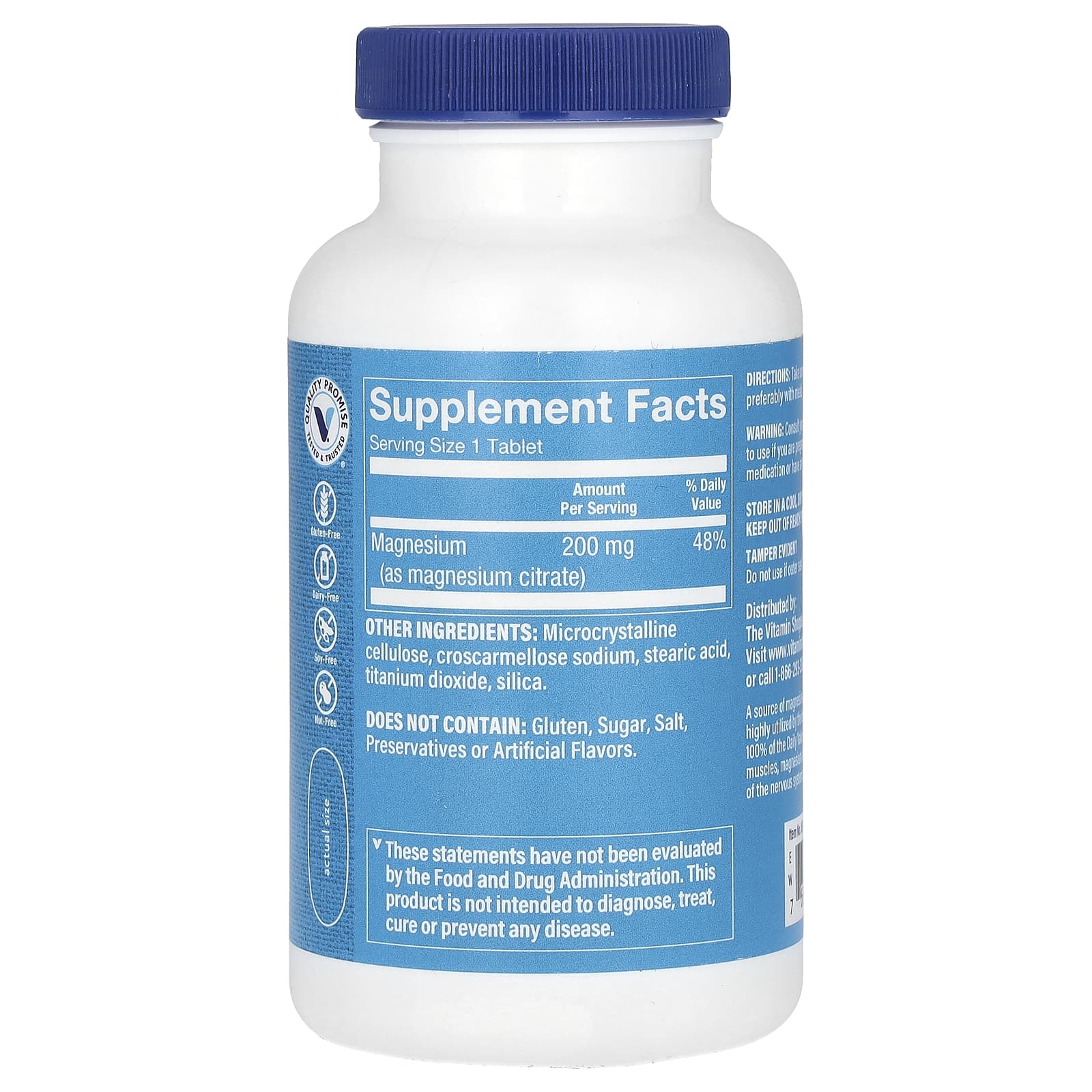 The Vitamin Shoppe, Magnesium Citrate , 200 mg , 100 Tablets - Image 2