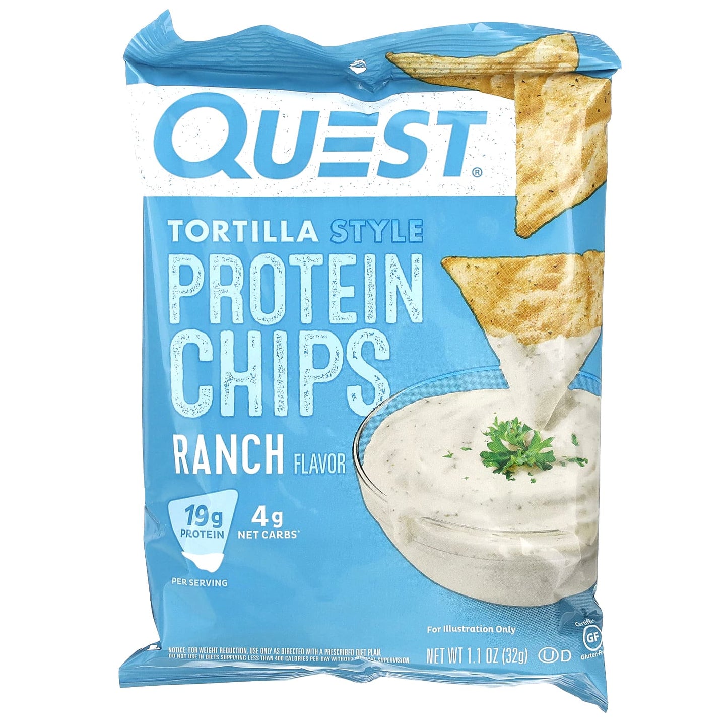 Quest Nutrition, Tortilla Style Protein Chips, Ranch, 8 Bags, 1.1 oz (32 g) Each - Image 2