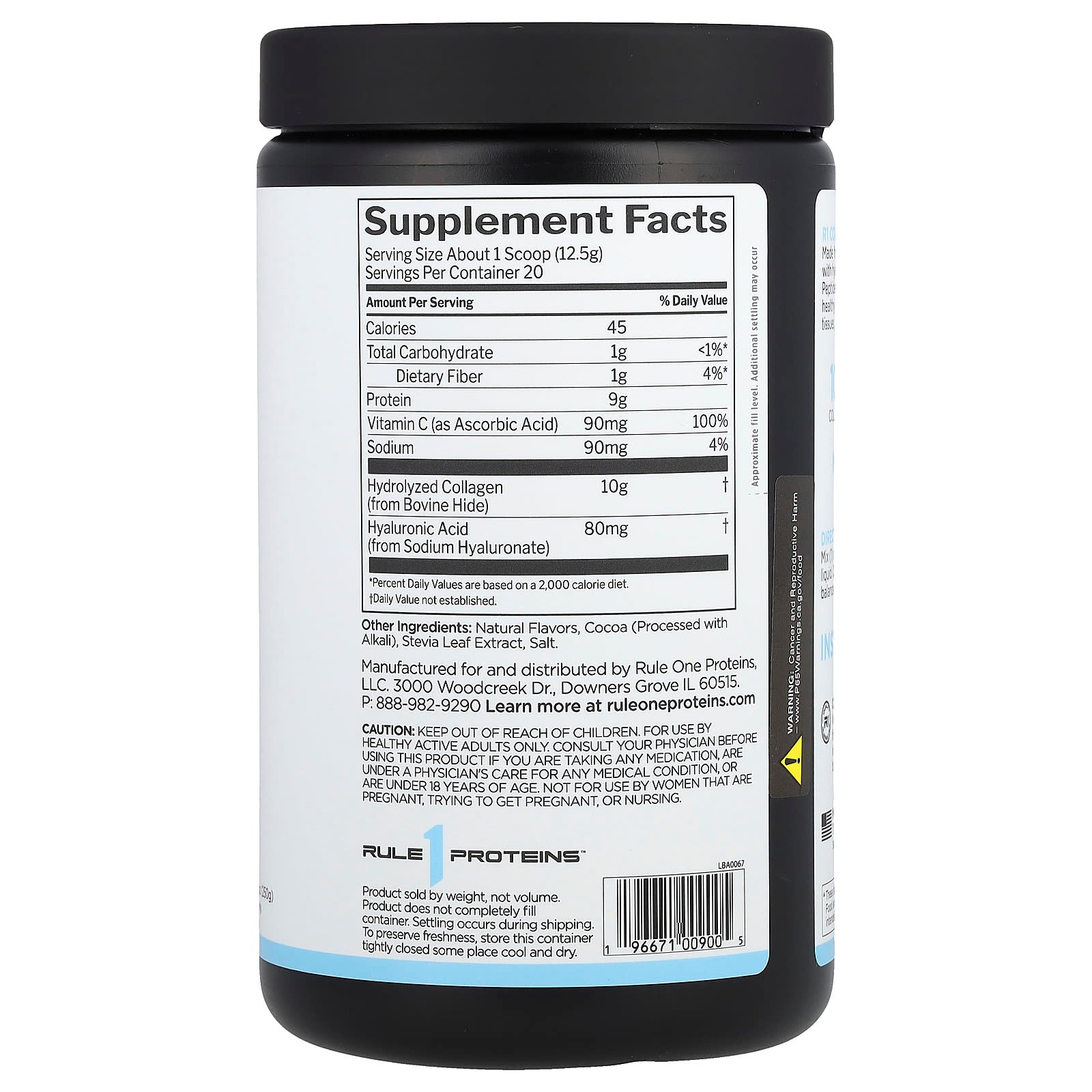Rule One Proteins, Collagen Peptides + Vitamin C and Hyaluronic Acid, Chocolate Fudge, 8.82 oz (250 g)