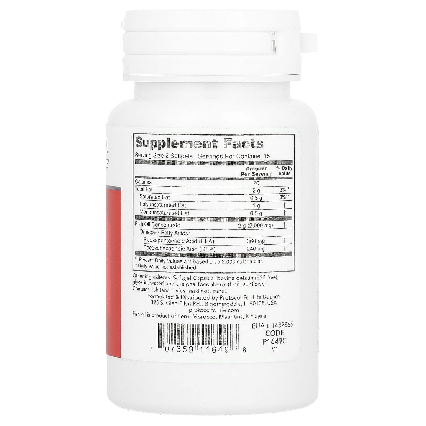 Protocol for Life Balance, Omega-3, 1,000 mg, 30 Softgels - Image 2