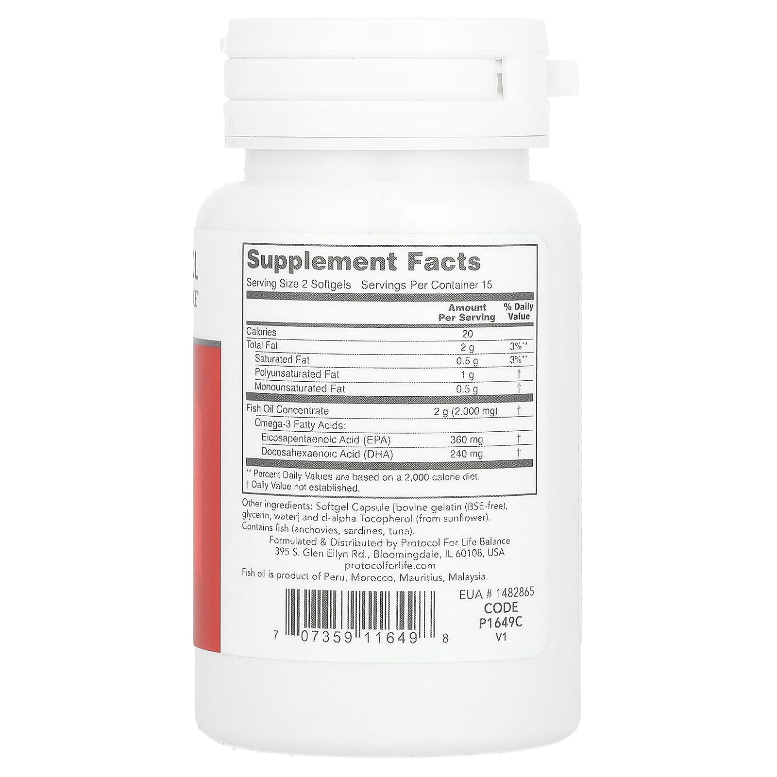 Protocol for Life Balance, Omega-3, 1,000 mg, 30 Softgels - Image 2