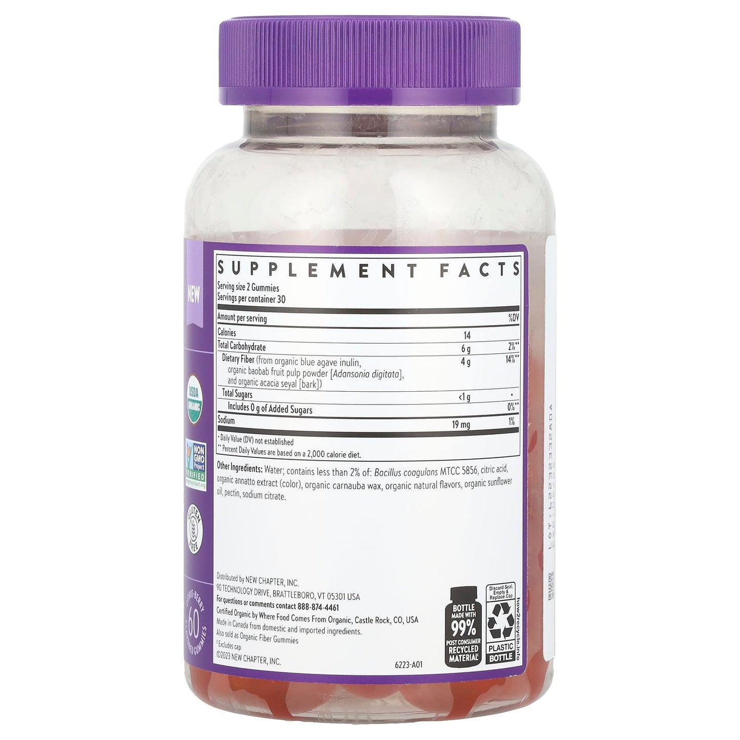New Chapter, Kids, Organic Fiber Gummies, Citrus-Berry, 60 Gummies - Image 2