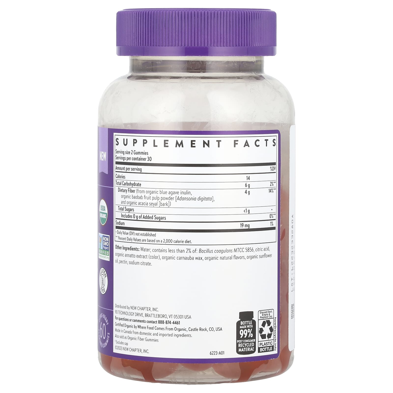 New Chapter, Kids, Organic Fiber Gummies, Citrus-Berry, 60 Gummies - Image 2