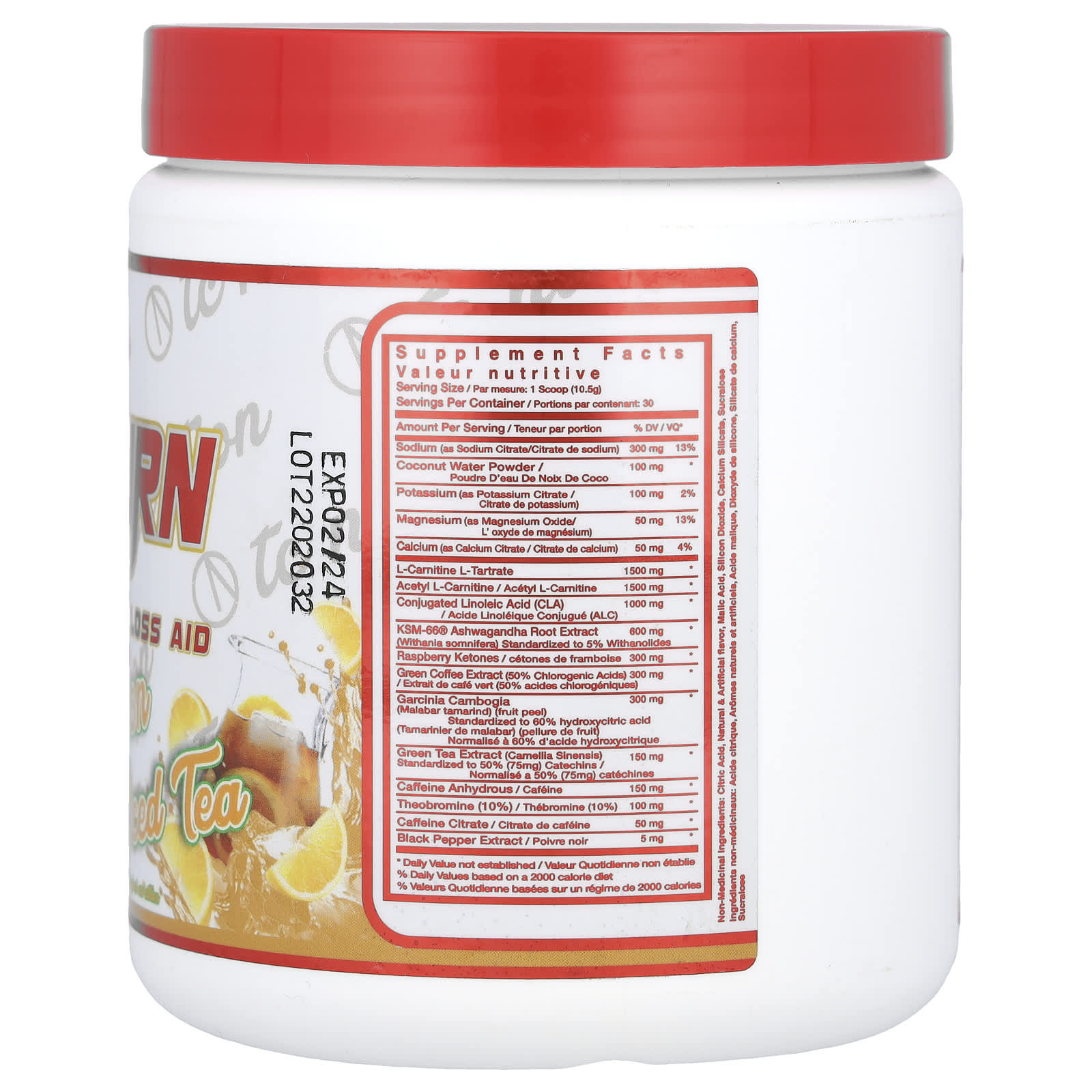 TC Nutrition, Hydraburn, Energy Enhancing Weight Loss Aid, Lemon Iced Tea, 11.11 oz (315 g)