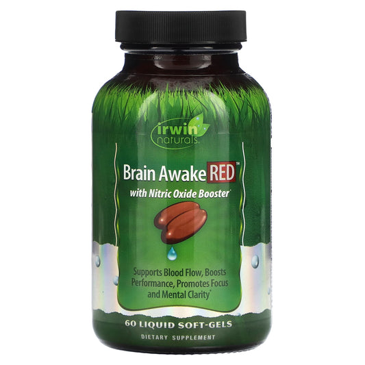 Boost Brain Performance with Irwin Naturals Brain Awake Red Liquid Soft-Gels - Image 1