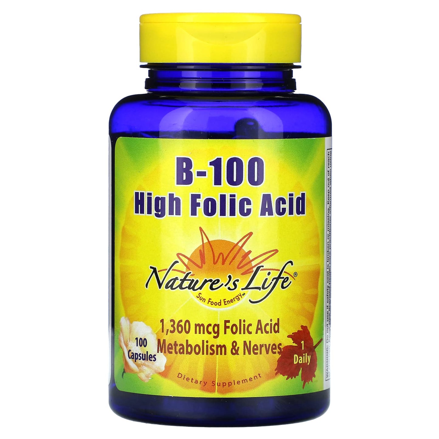 Nature's Life, B-100, High Folic Acid, 1,360 mcg, 100 Capsules - Image 1