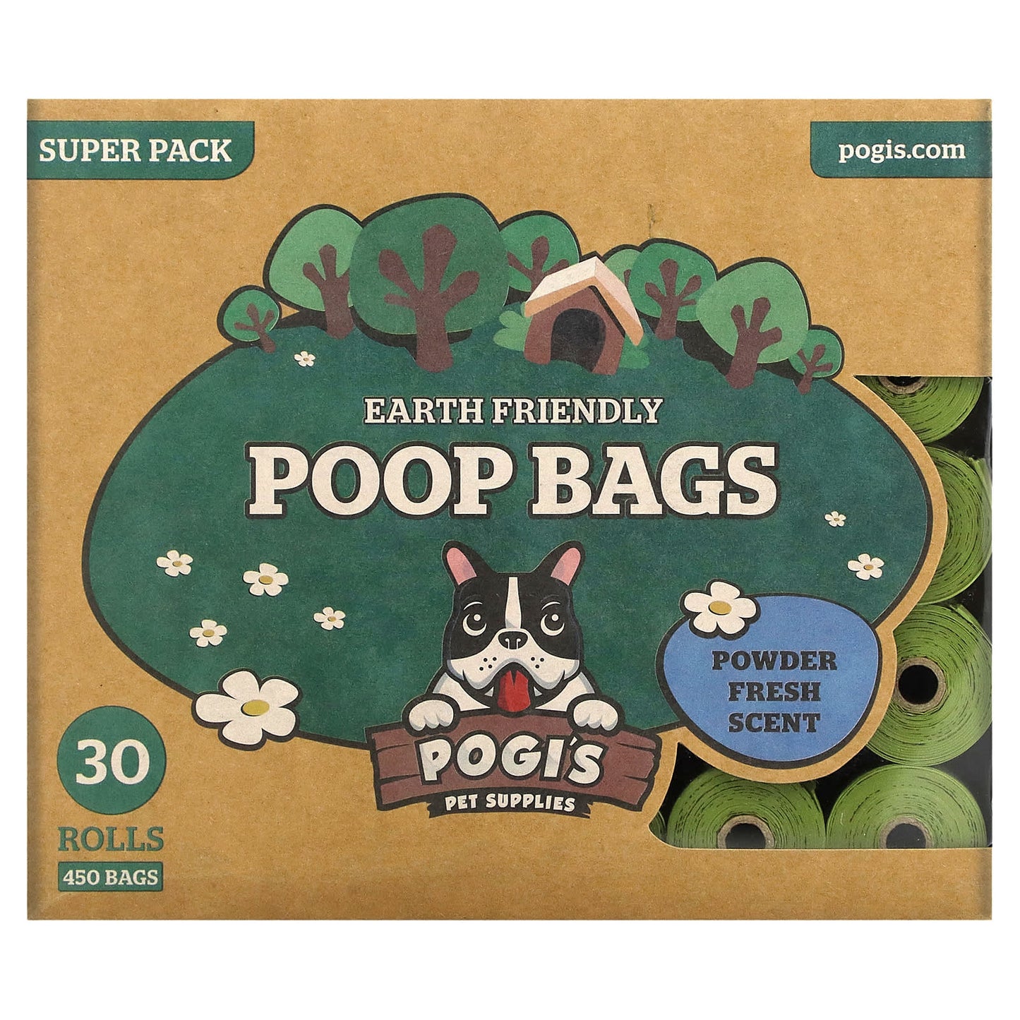 Pogi's Pet Supplies, Earth Friendly Poop Bags, Powder Fresh, 30 Rolls, 450 Bags - Image 1