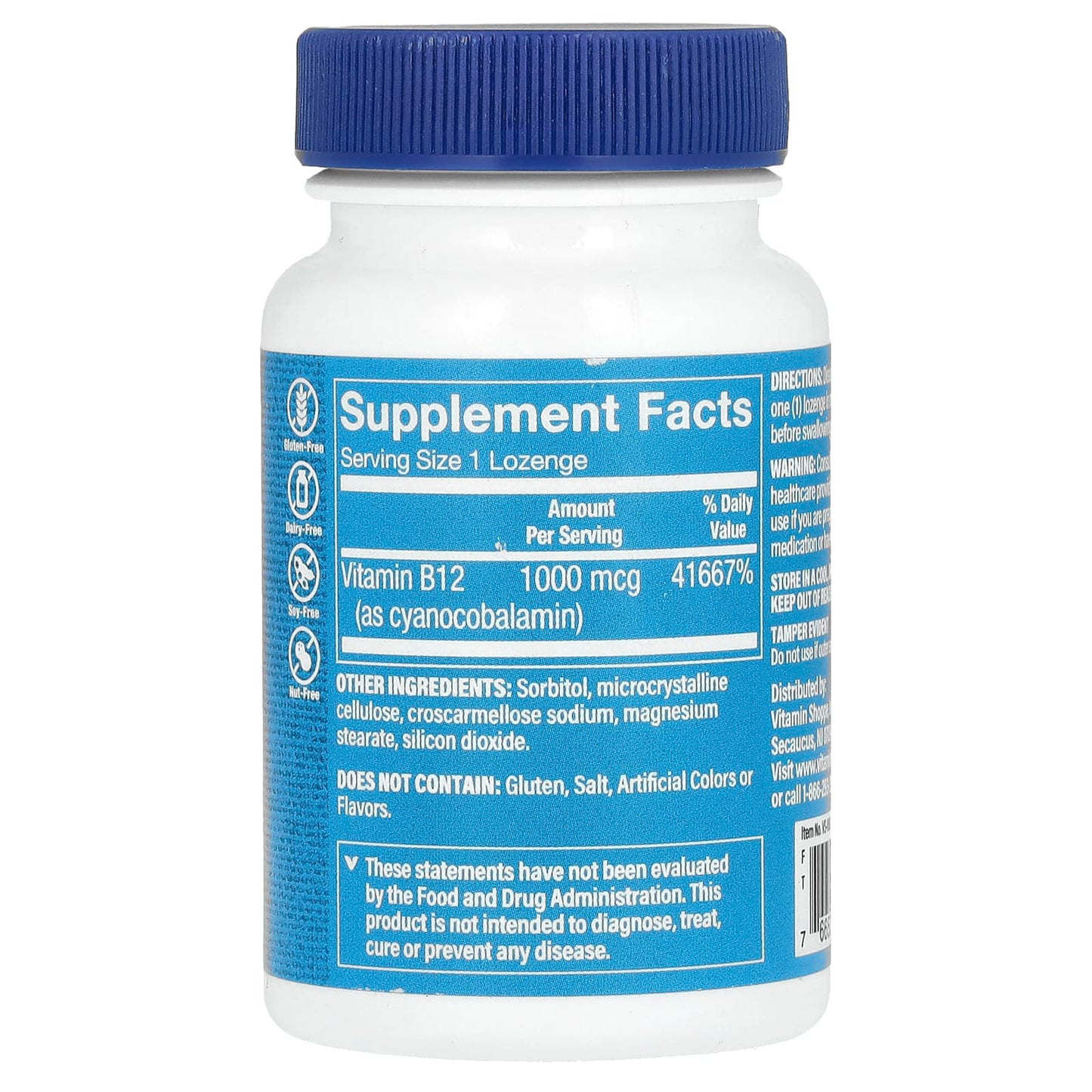 The Vitamin Shoppe, Vitamin B12, 1,000 mcg, 100 Lozenges - Image 2