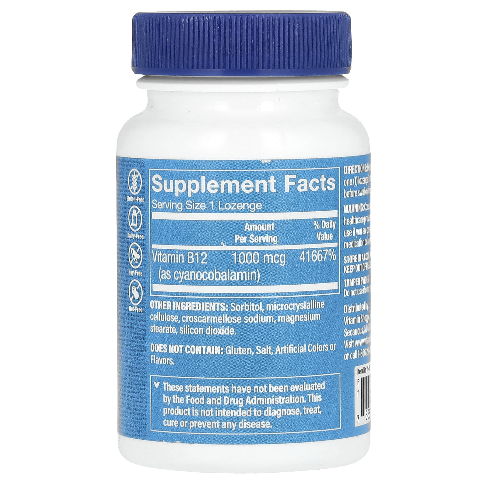 The Vitamin Shoppe, Vitamin B12, 1,000 mcg, 100 Lozenges - Image 2