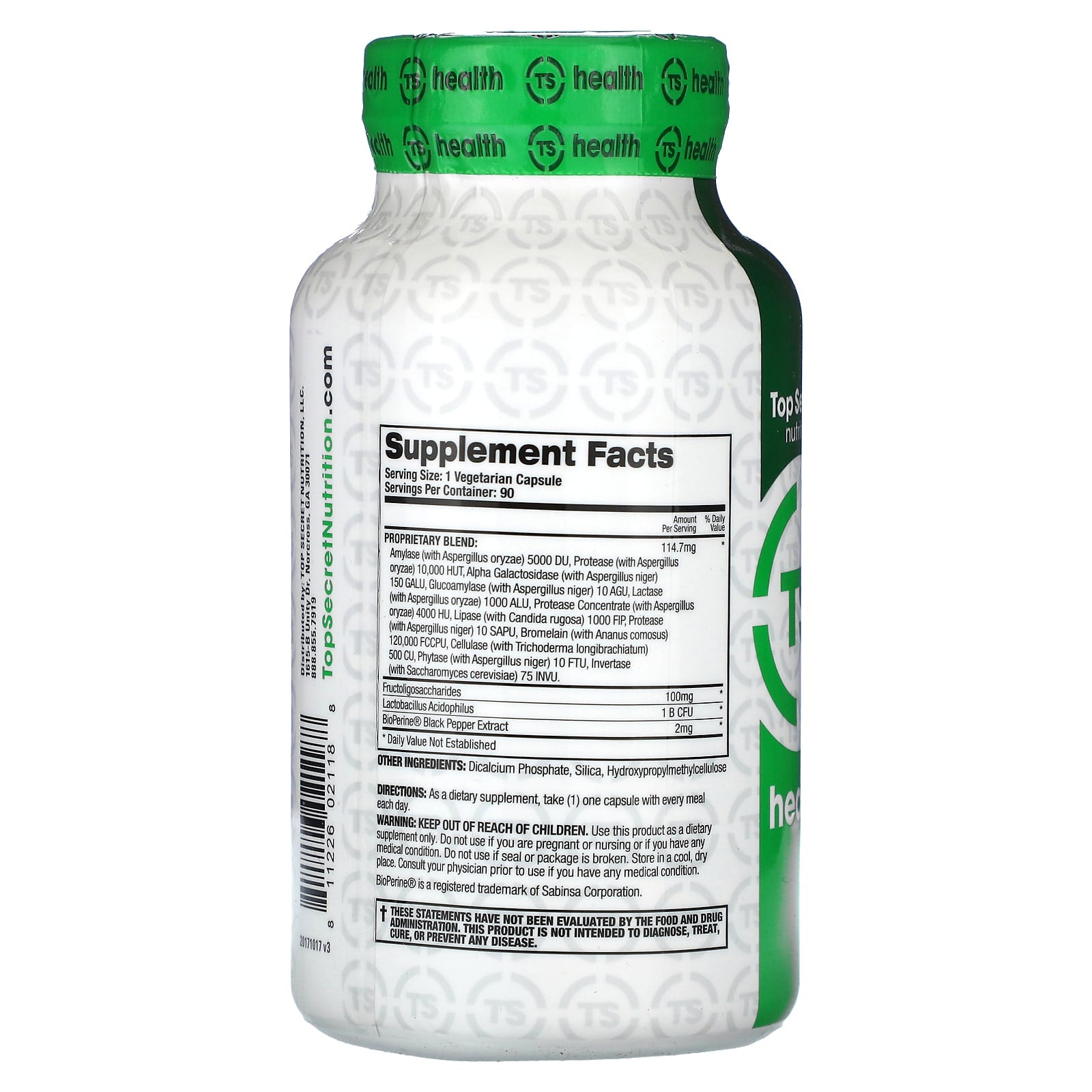 Top Secret Nutrition, Health, Digestive Enzymes , 90 Veggie Caps - Image 2