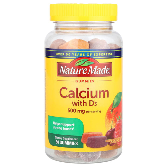 Nature Made, Calcium with Vitamin D3 Gummies, Cherry, Orange & Strawberry, 80 Gummies - Image 1