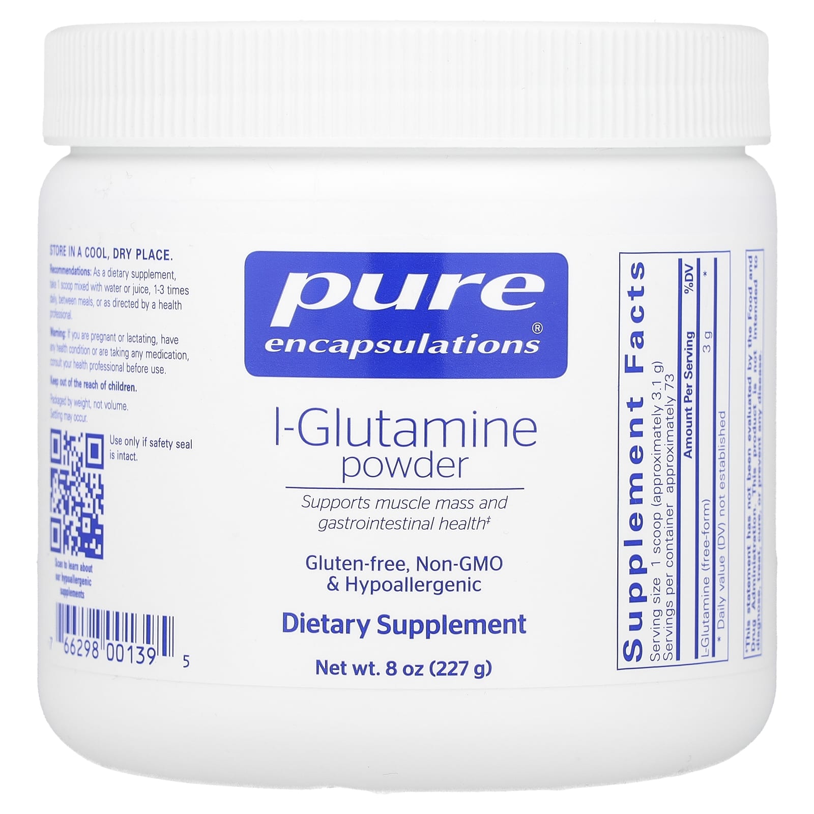 Pure Encapsulations, L-Glutamine Powder, 8 oz (227 g) - Image 1