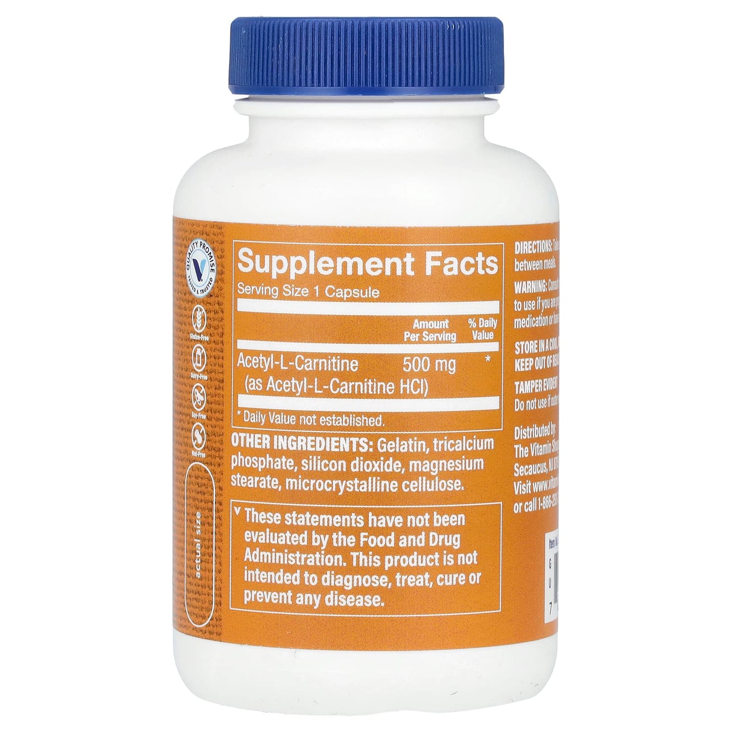 The Vitamin Shoppe, Acetyl L-Carnitine, 500 mg, 60 Capsules - Image 2