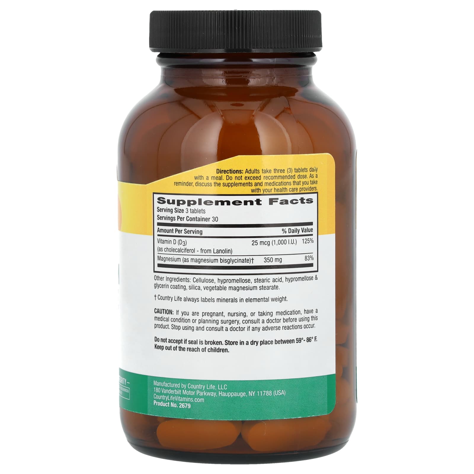 Country Life Dual Action Magnesium Glycinate Tablets - 90 Count - Image 2