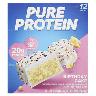 Birthday Cake Protein Bars by Pure Protein - Gluten Free, 12 Bars