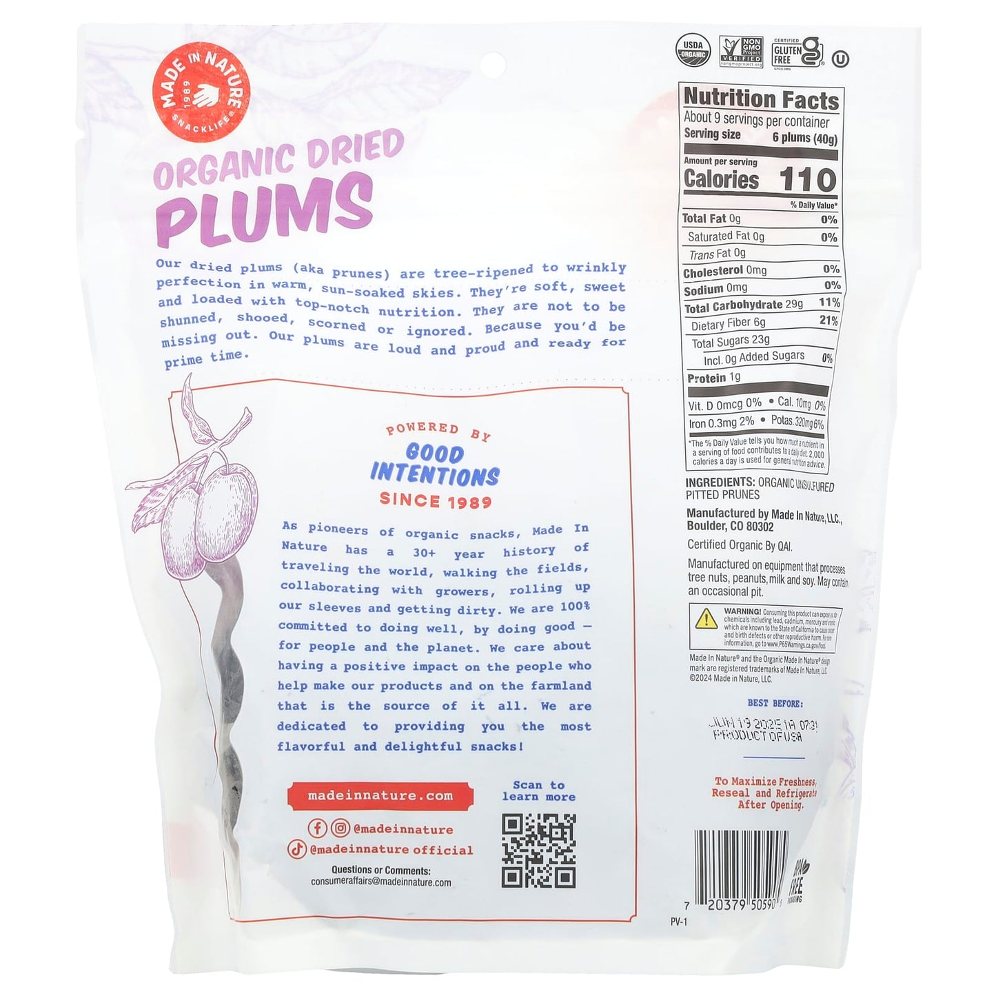 Made in Nature, Organic Dried Plums, 13 oz (369 g) - Image 2