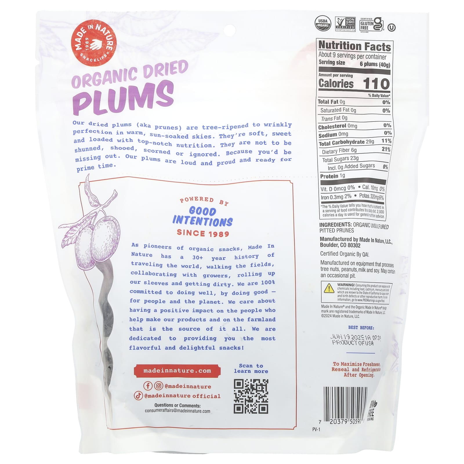 Made in Nature, Organic Dried Plums, 13 oz (369 g) - Image 2