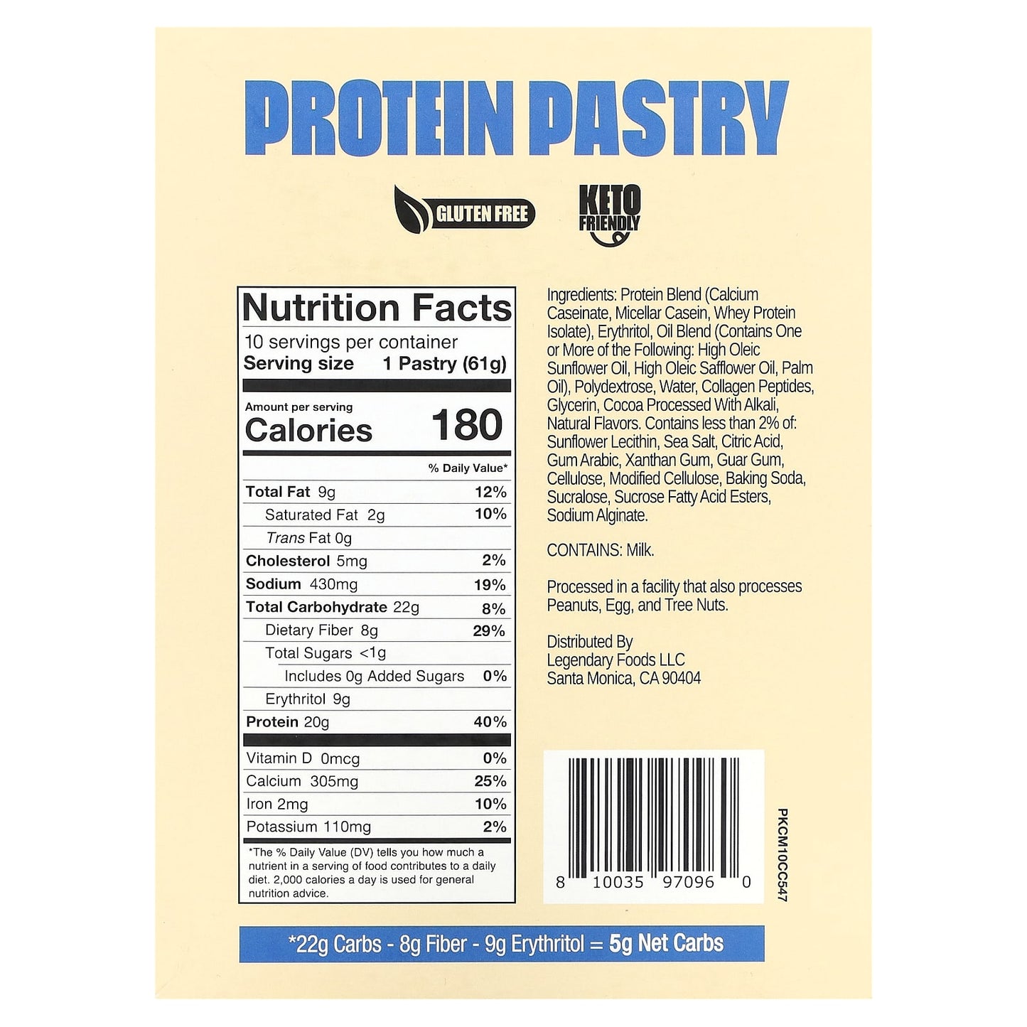 Legendary Foods, Protein Pastry, Cookies & Cream, 10 Pastries, 2.2 oz (61 g)  Each - Image 2