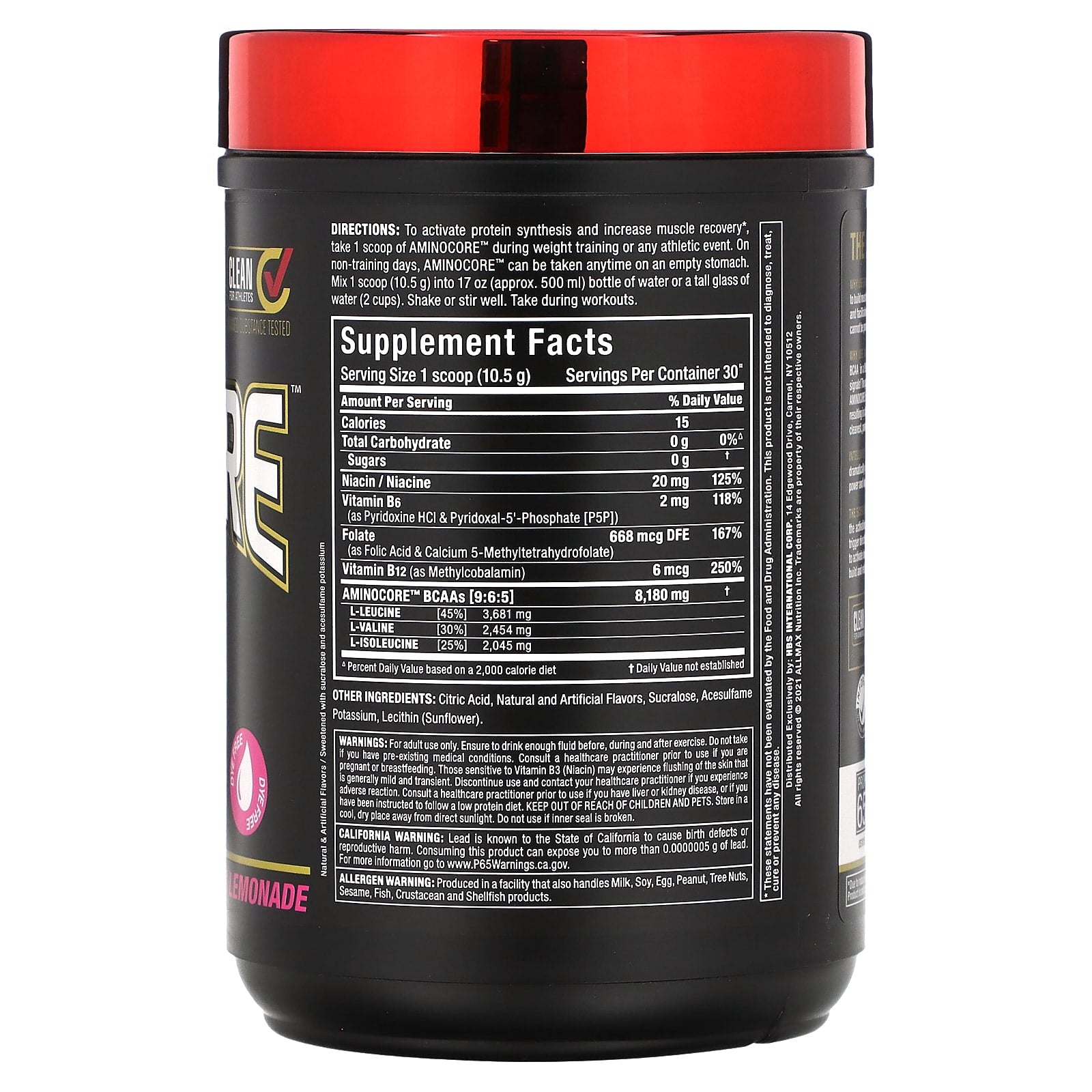 ALLMAX BCAA Supplement, 8g BCAA, 9:6:5 Ratio, Unflavored - Image 2
