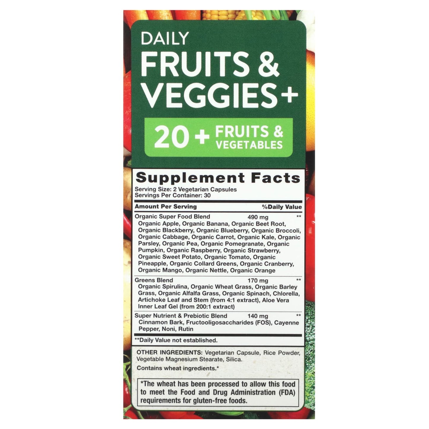 Nature's Truth, Daily Fruit & Veggies +, 60 Vegetarian Capsules - Image 2
