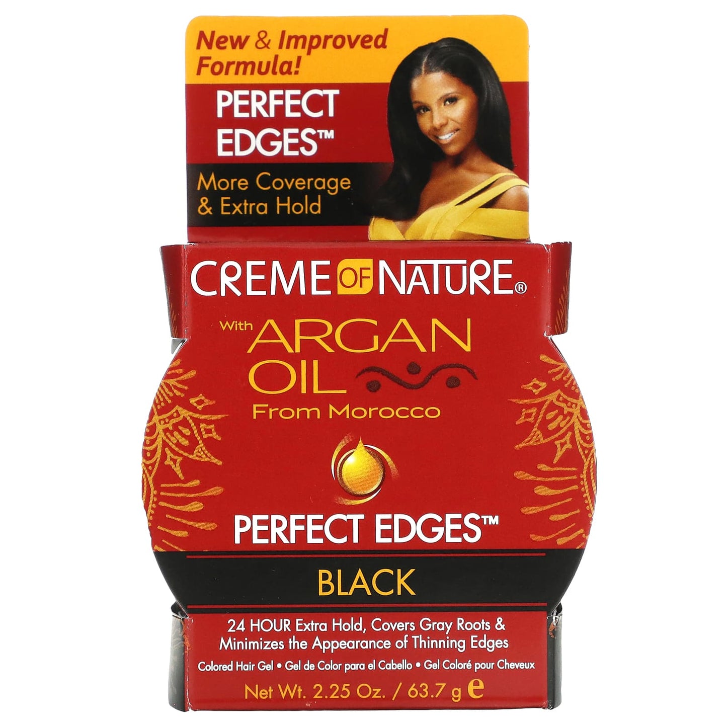 Creme Of Nature Argan Oil Edge Gel for Color Hair - Black, 2.25 oz - Image 1