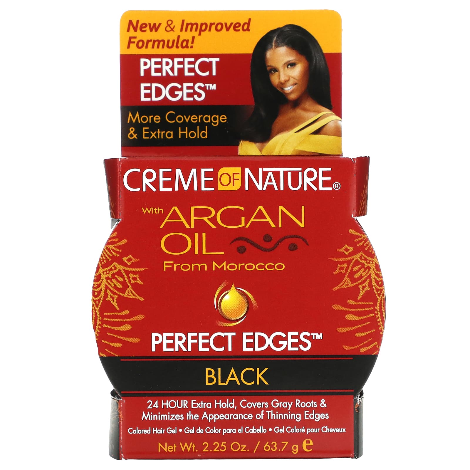 Creme Of Nature Argan Oil Edge Gel for Color Hair - Black, 2.25 oz - Image 1