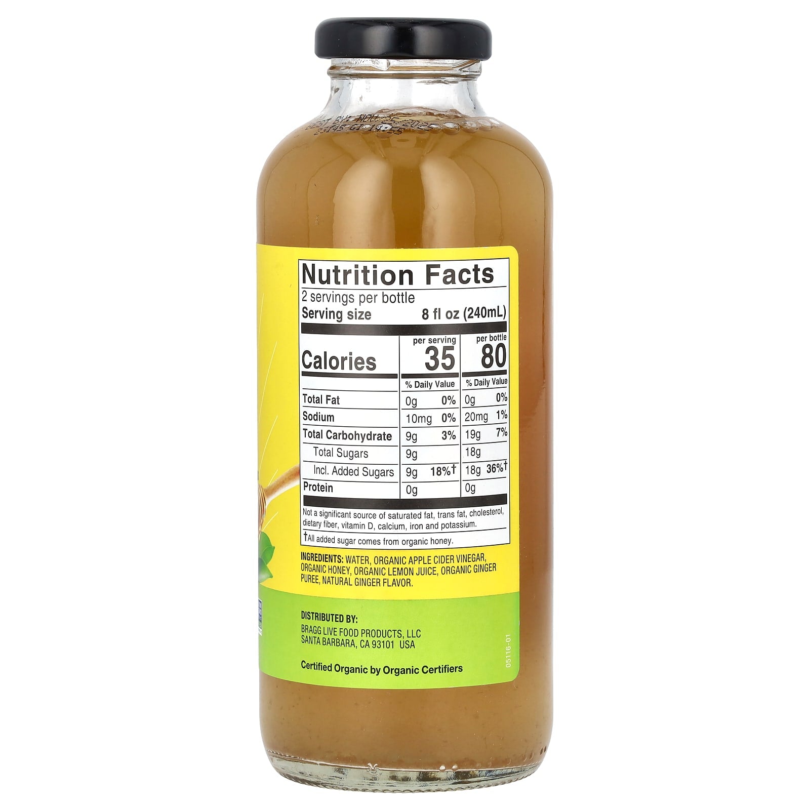 Bragg Organic Apple Cider Vinegar Refresher with Ginger, Lemon, and Honey - Image 2
