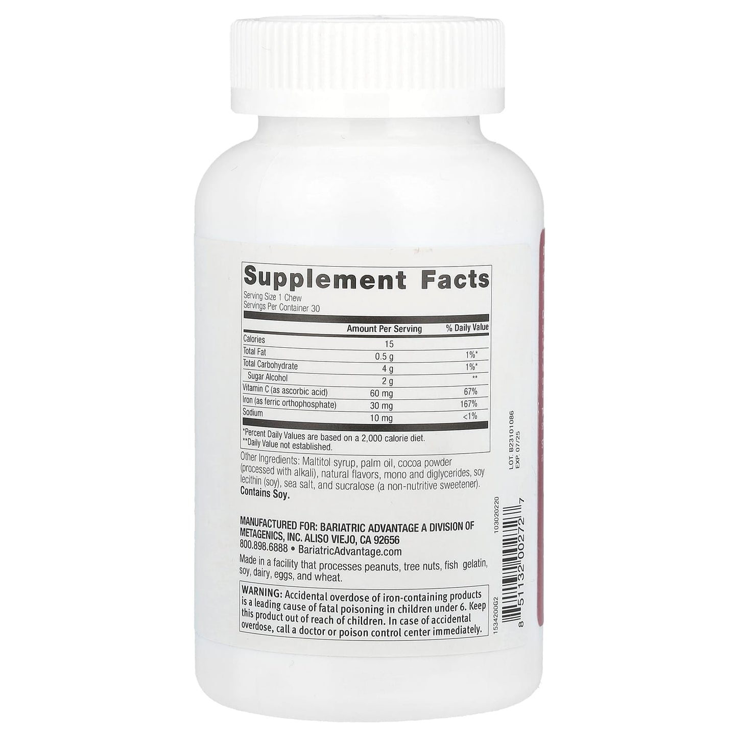 Bariatric Advantage Iron Chewy Bites with Vitamin C - 30 Soft Chews - Image 2