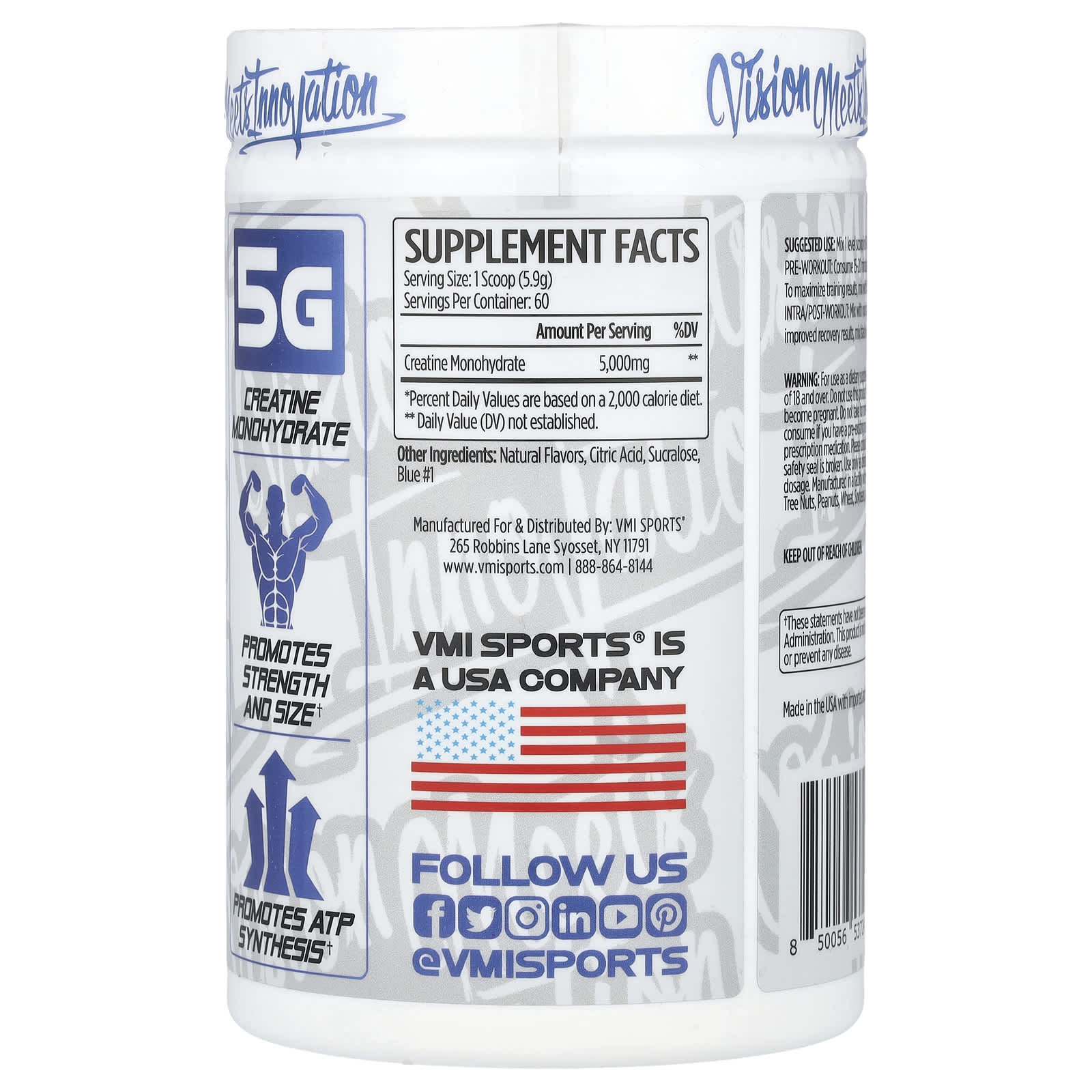 VMI Sports, Creatine Monohydrate, Patriot Pop, 12.5 oz (354 g) - Image 2
