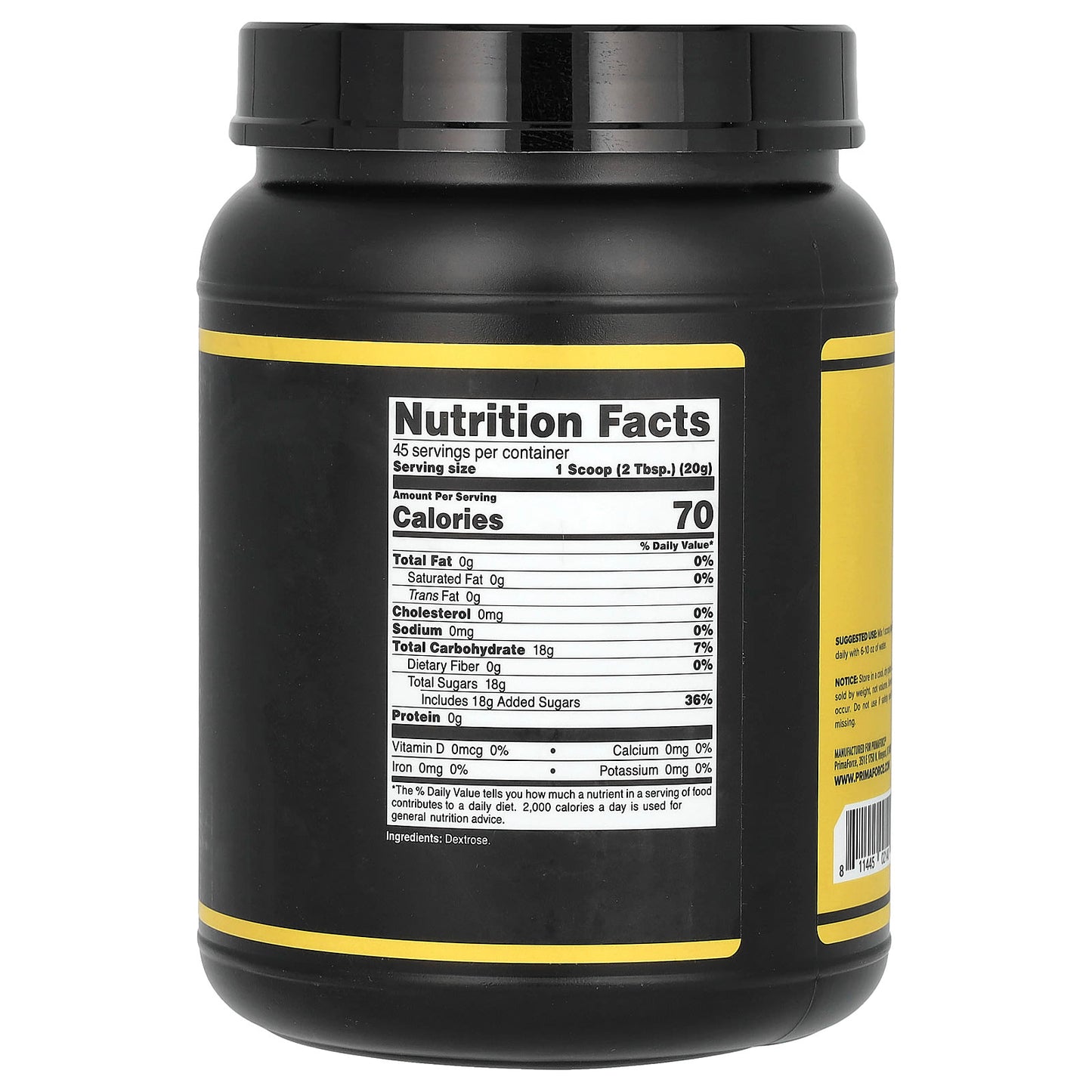 Primaforce, Pure Dextrose, Unflavored, 2 lb (907 g) - Image 2