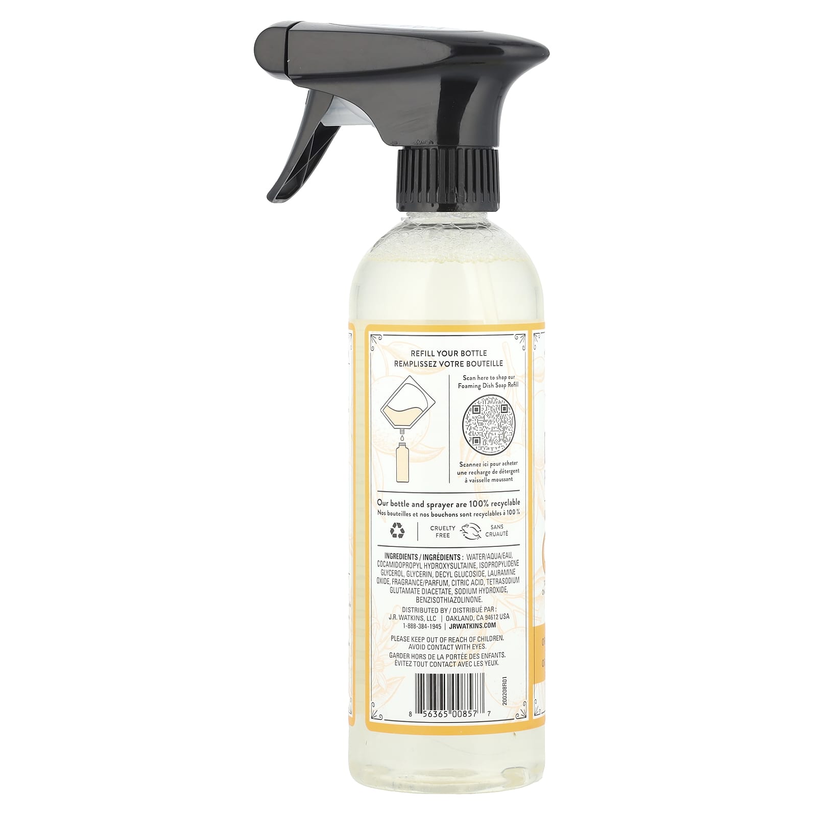 J R Watkins Orange Dish Soap Foam & Spray, 16 fl oz - Image 2