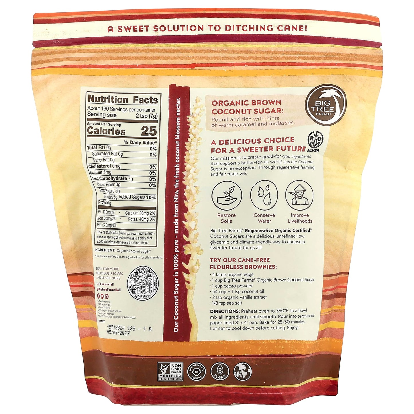 Brown Coconut Sugar, Regenerative & USDA Organic, 2 lbs by Big Tree Farms - Image 2