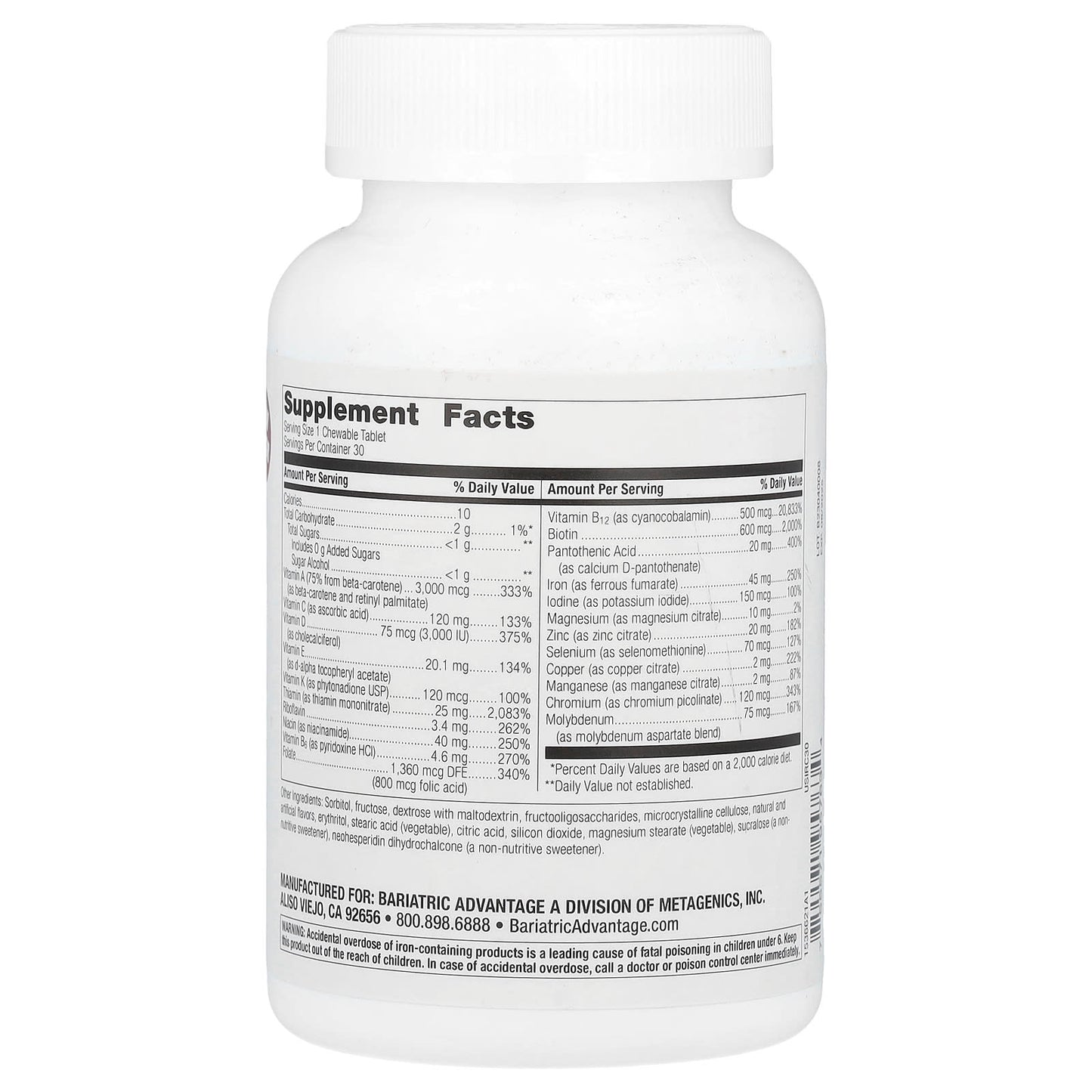 Bariatric Multivitamin Supplement with Iron, Daily Chewable Tablets - Image 2
