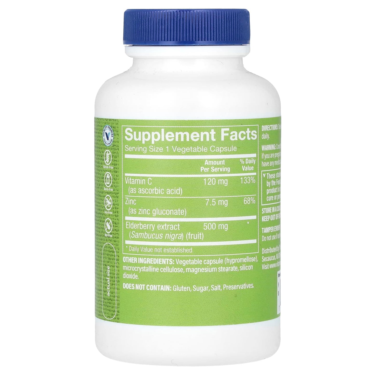 The Vitamin Shoppe, Elderberry Plus Vitamin C & Zinc, 90 Vegetable Capsules - Image 2