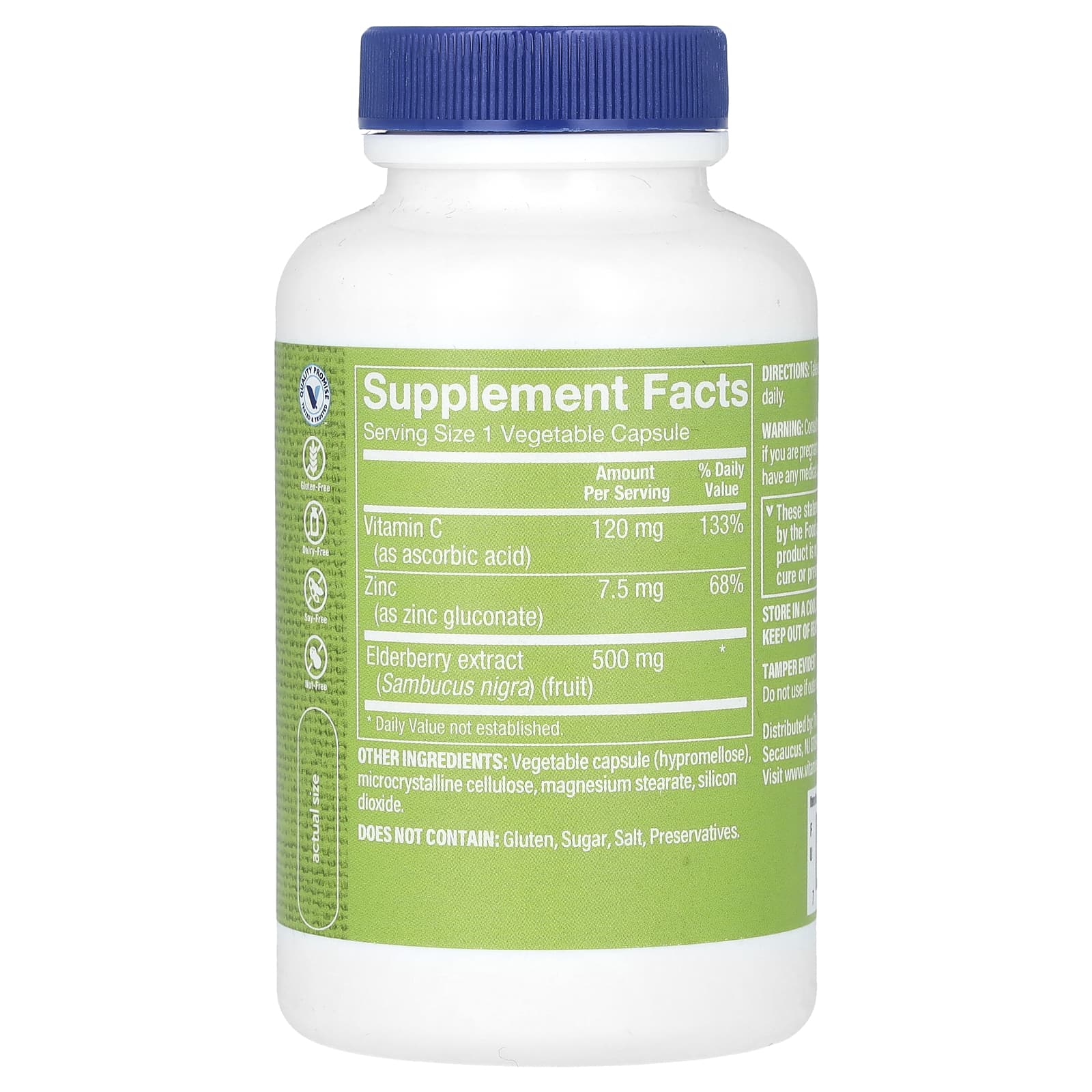The Vitamin Shoppe, Elderberry Plus Vitamin C & Zinc, 90 Vegetable Capsules - Image 2