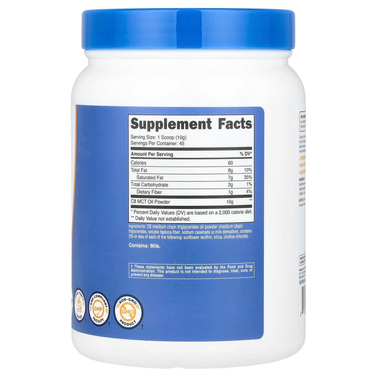Nutricost, C8 MCT Oil Powder, Unflavored, 1 lb (454 g) - Image 2