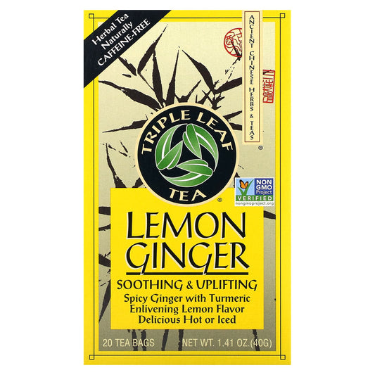 Triple Leaf Tea, Lemon Ginger Tea, 20 Tea Bags, 1.41 oz (40 g) - Image 1